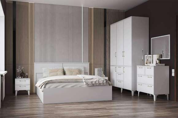 Кровать с настилом ДСП Толедо ТКР-1 140х200, Белый Кровать с настилом ДСП Толедо ТКР-1 140х200, Белый