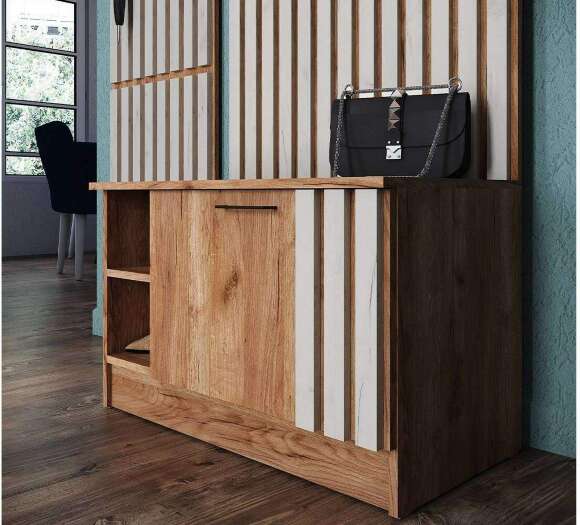 Тумба с вешалкой Кано 800 КПТВ-2, Дуб крафт табачный, Дуб крафт белый Тумба с вешалкой Кано 800 КПТВ-2, Дуб крафт табачный, Дуб крафт белый