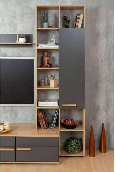 Шкаф МЦН Crown 11, Графит, Дуб золотистый Шкаф МЦН Crown 11, Графит, Дуб золотистый