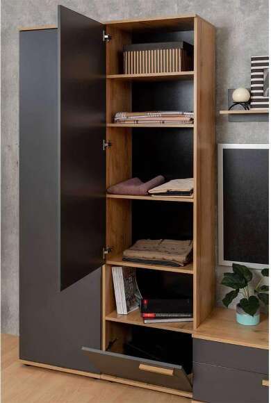 Шкаф МЦН Crown 11, Графит, Дуб золотистый Шкаф МЦН Crown 11, Графит, Дуб золотистый