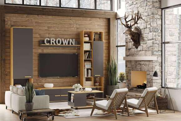 Шкаф МЦН Crown 11, Графит, Дуб золотистый Шкаф МЦН Crown 11, Графит, Дуб золотистый