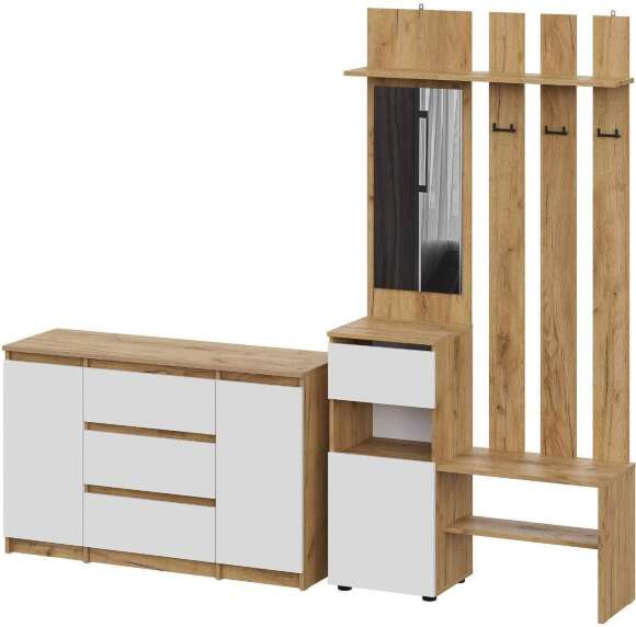 Прихожая Денвер, Дуб Золотой, Белый. Комплект 1