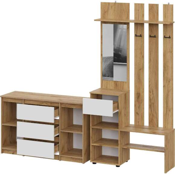 Прихожая Денвер, Дуб Золотой, Белый. Комплект 1