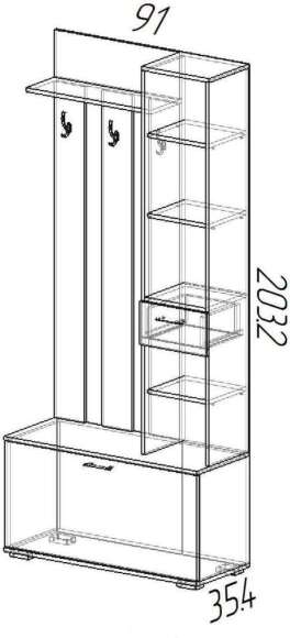 Прихожая с зеркалом Ника белая