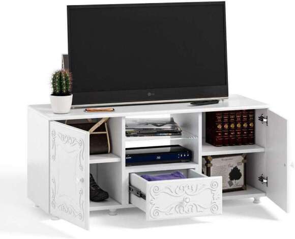 Тумба под ТВ Италия ИТ-25 белое дерево Тумба под ТВ Италия ИТ-25 белое дерево