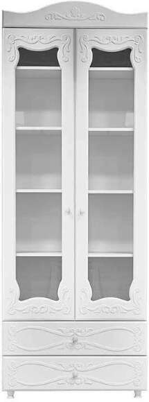 Шкаф 2-х дверный со стеклами и ящиками (гл.410) Италия ИТ-46 белое дерево Шкаф 2-х дверный со стеклами и ящиками (гл.410) Италия ИТ-46 белое дерево