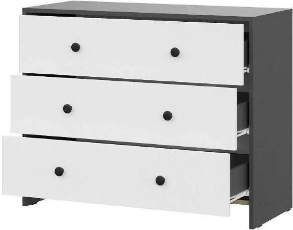 Комод 3 ящика Дольче Графит, Белый Комод 3 ящика Дольче Графит, Белый