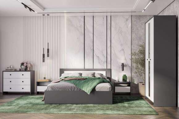 Комод 3 ящика Дольче Графит, Белый Комод 3 ящика Дольче Графит, Белый