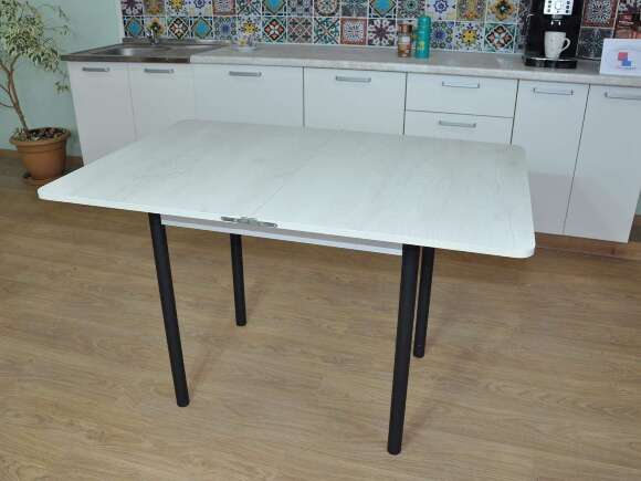 Эко 80х60 стол обеденный раскладной / бетон белый/черный