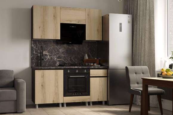 Модульная кухня Плейона 1.6 м, венге/дуб делано Модульная кухня Плейона 1.6 м, венге/дуб делано