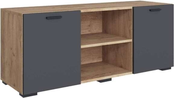 Дублин Тумба ТВ дуб крафт золотой/графит серый