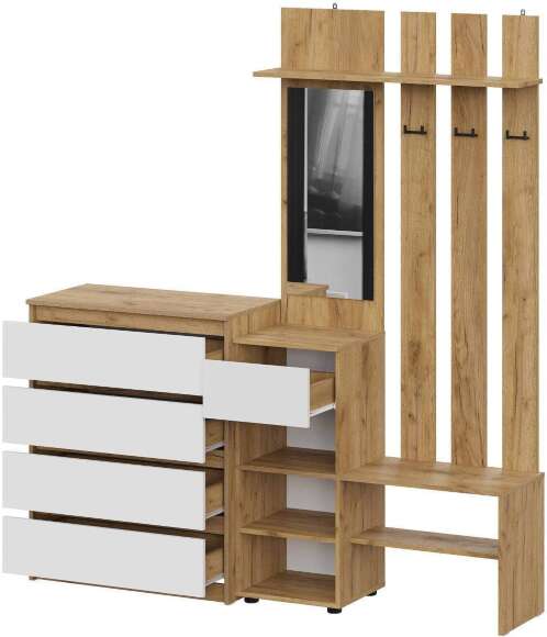 Прихожая Денвер, Дуб Золотой, Белый. Комплект 2