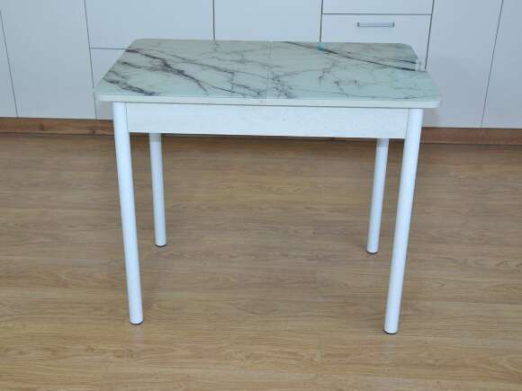 Нью йорк фотопечать стол обеденный раздвижной / белый мрамор/бетон белый/белый