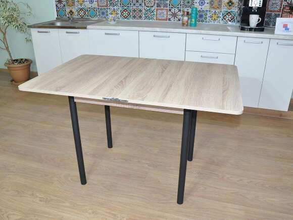 Эко 80х60 стол обеденный раскладной / Дуб Сонома/черный