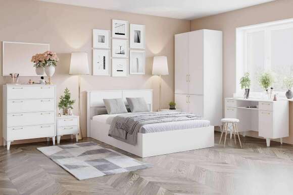 Кровать с настилом ЛДСП Толедо ТКР-1 140х200, Белый Кровать с настилом ЛДСП Толедо ТКР-1 140х200, Белый