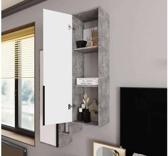 Шкаф навесной закрытый Малави МШ3, Ателье светлое, Белый глянец Шкаф навесной закрытый Малави МШ3, Ателье светлое, Белый глянец