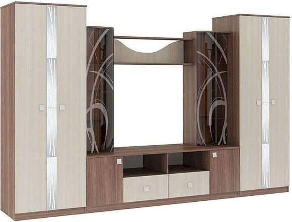 Рио 26 стенка ТВА Ясень Шимо Темный / Светлый