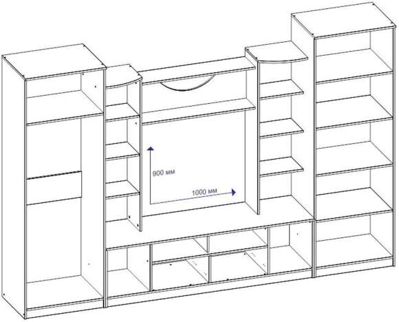 Рио 26 стенка ТВА Ясень Шимо Темный / Светлый