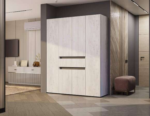 Шкаф 4-х створчатый Мрия ШК-13, Бетон пайн светлый, Графит Шкаф 4-х створчатый Мрия ШК-13, Бетон пайн светлый, Графит