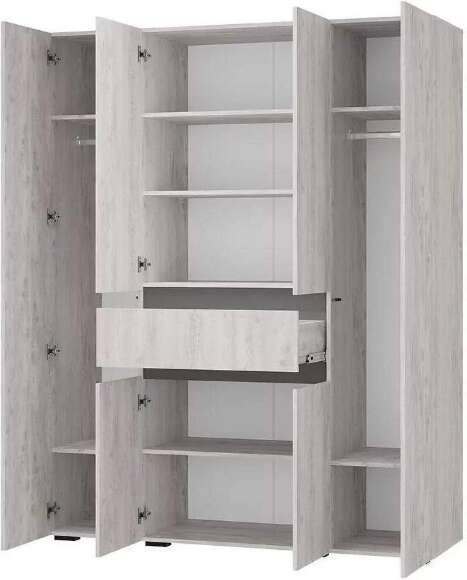 Шкаф 4-х створчатый Мрия ШК-13, Бетон пайн светлый, Графит Шкаф 4-х створчатый Мрия ШК-13, Бетон пайн светлый, Графит