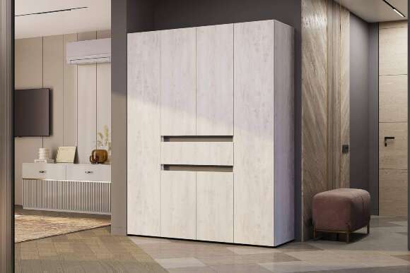 Шкаф 4-х створчатый Мрия ШК-13, Бетон пайн светлый, Графит Шкаф 4-х створчатый Мрия ШК-13, Бетон пайн светлый, Графит