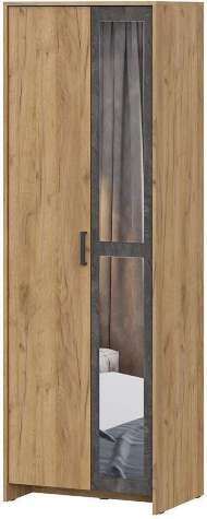 МСП 1 шкаф двухстворчатый + полки / Дуб Золотой/Камень темный