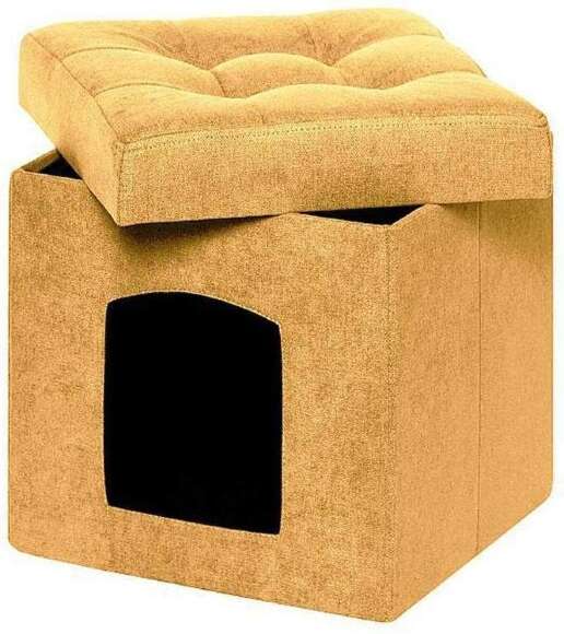 Пуф складной для животных велюр Желтый
