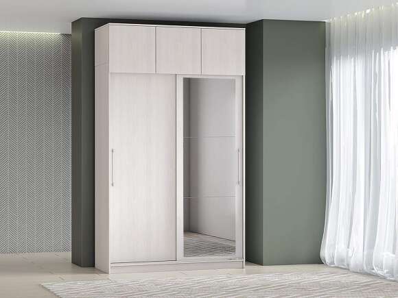 Шкаф-купе арт. 007 1,5 м зеркало антресоль / Ясень анкор светлый