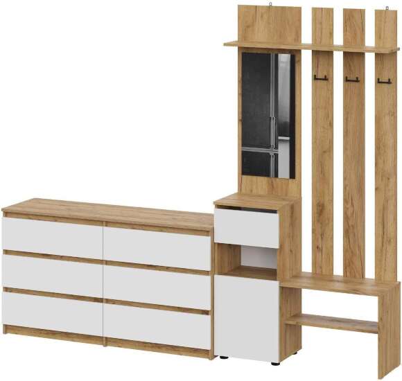 Прихожая Денвер, Дуб Золотой, Белый. Комплект 3