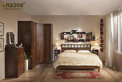 Кровать 180х200 Sherlock 46 Люкс Орех (Глазов) с основанием из дерева Кровать 180х200 Sherlock 46 Люкс Орех (Глазов) с основанием из дерева