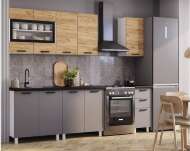 Кухня Крафт 2,0 м тип 2, Графит, Черный янтарь