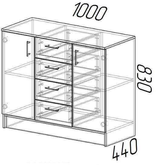Комод 1000-2Д ЭРА (Венге/Лоредо)