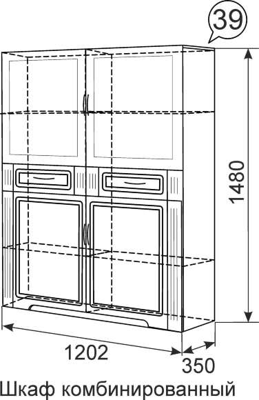 Шкаф комбинированный Виктория Ижмебель 39