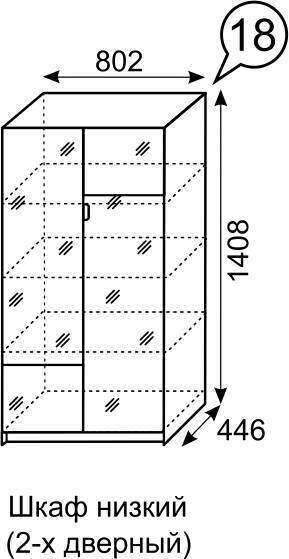 Шкаф низкий двухдверный 18 Palermo (Ижмебель)