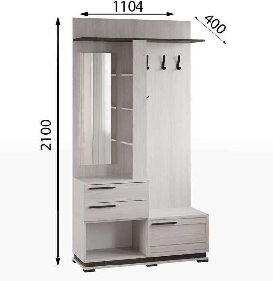 Центральная секция Модена МЦС-30, Ясень анкор светлый, Венге Центральная секция Модена МЦС-30, Ясень анкор светлый, Венге