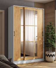 Шкаф-купе 1400 Стиль-2 (ТЭКС) Белый / Дуб Крафт золотой