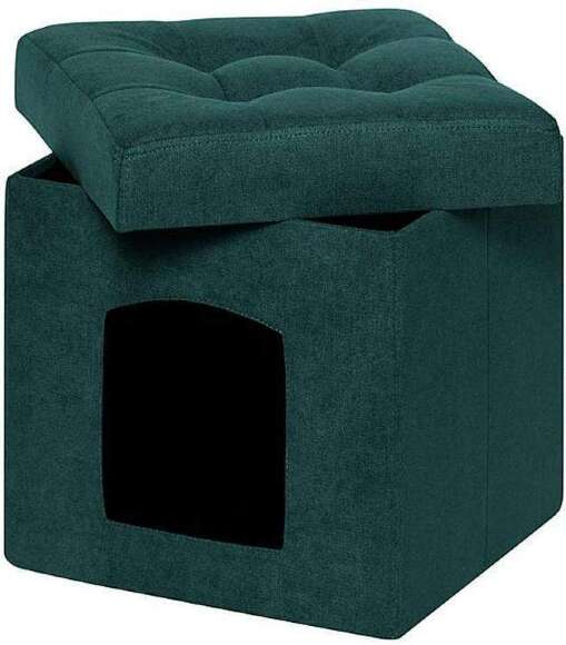 Пуф складной для животных велюр Зеленый
