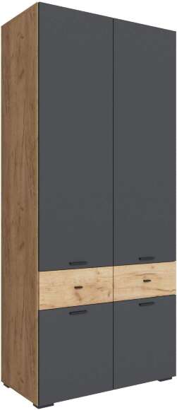 Дублин Шкаф 2-х ств. дуб крафт золотой/графит серый