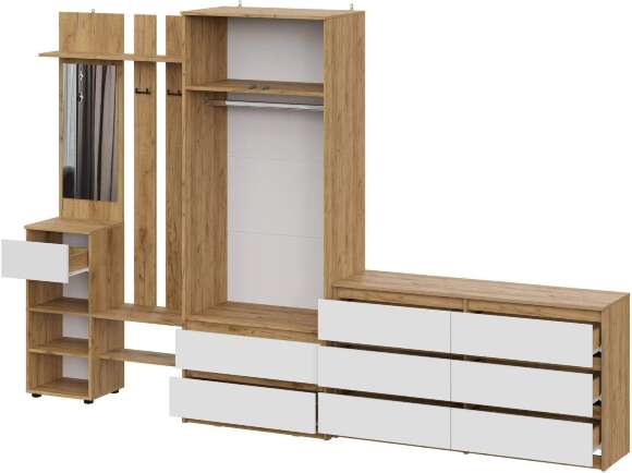 Прихожая Денвер, Дуб Золотой, Белый. Комплект 4