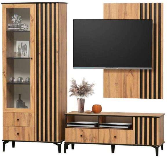 Шкаф комбинированный Либерти 51.02 (опора h150) Дуб вотан/Черный