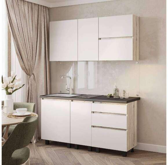 Шкаф со столешницей Берген Лайт 4с1, Дуб смоки, Кашемир Шкаф со столешницей Берген Лайт 4с1, Дуб смоки, Кашемир