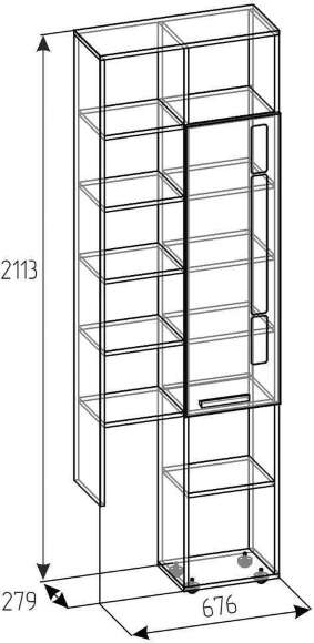 Шкаф с открытыми полками Crown 22. Графит, Дуб золотистый Шкаф с открытыми полками Crown 22. Графит, Дуб золотистый