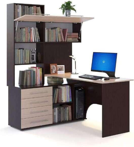 Стол компьютерный КСТ-14Л Левый Венге/Беленый дуб