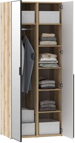 Шкафы Арден 200.2-200.2 зеркало-полки Дуб Делано / Сантьяго софт Шкафы Арден 200.2-200.2 зеркало-полки Дуб Делано / Сантьяго софт