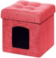 Пуф складной для животных велюр Коралловый