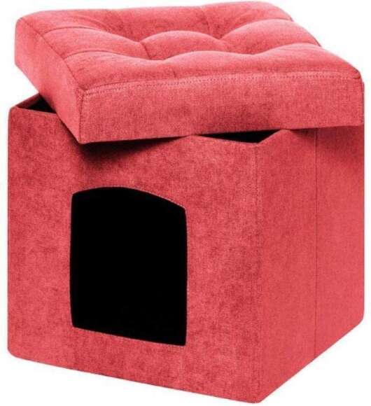 Пуф складной для животных велюр Коралловый