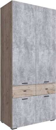 Дублин Шкаф 2-х ств. дуб крафт серый/цемент