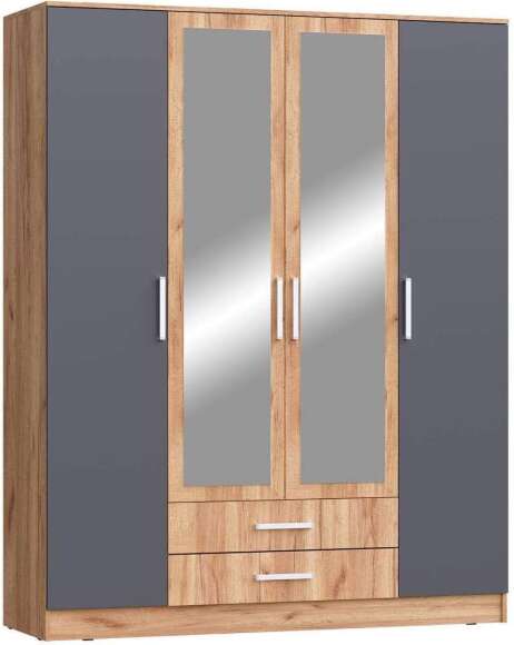 Шкаф Мартина 4-дверный графит / дуб крафт