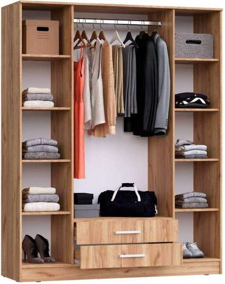 Шкаф Мартина 4-дверный графит / дуб крафт