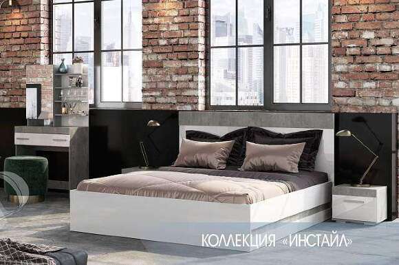 Кровать 160х200 Инстайл КР-04 (Семья Мебелони) Кровать 160х200 Инстайл КР-04 (Семья Мебелони)
